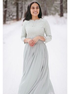 Dainty Jewells Sage Lace & Chiffon Evening Gown